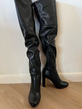 NWOT  Calvin Klein Tall Black Over-the-Knee Stiletto Boots